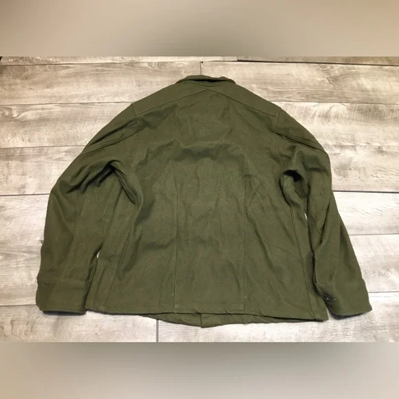 US Army OG-108 Olive Green Heavy Wool Field Shirt Jacket 1950s Vintage Medium